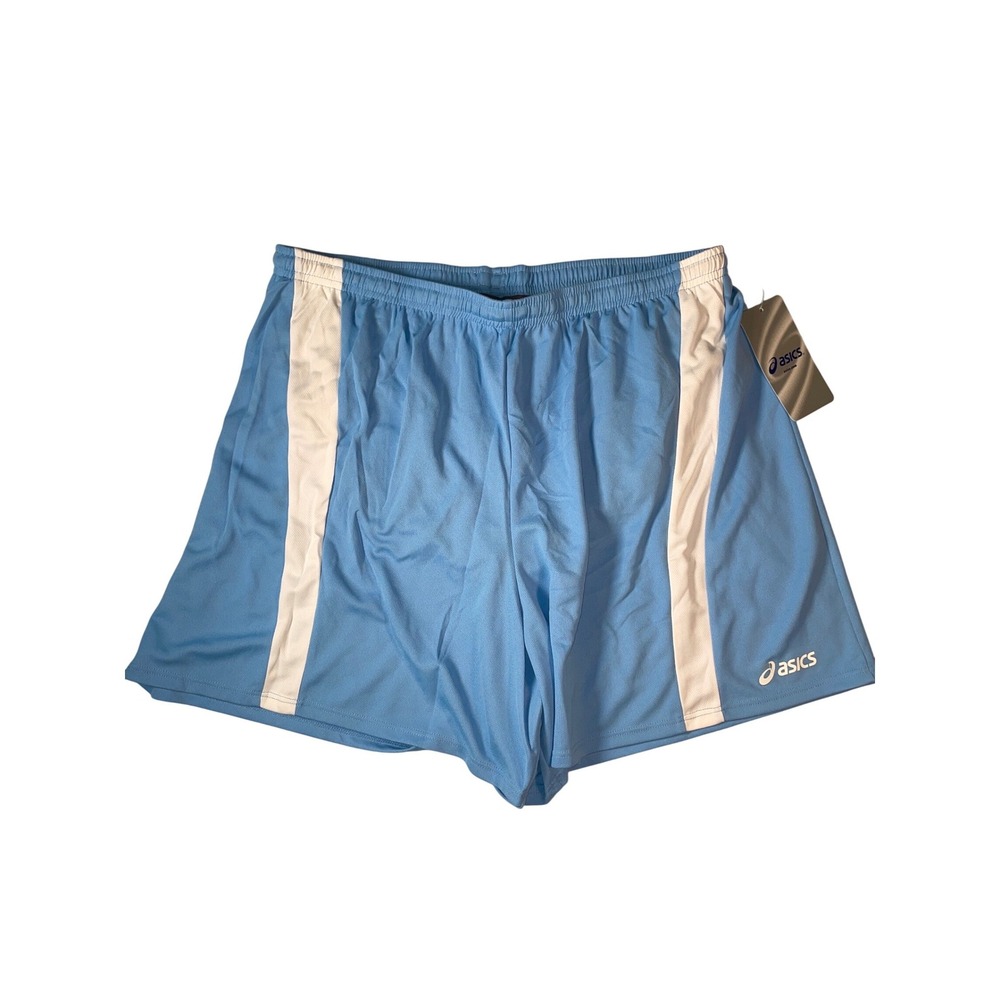 ASICS Mens Running Shorts Light Blue White Stripe Athletic XL NWT